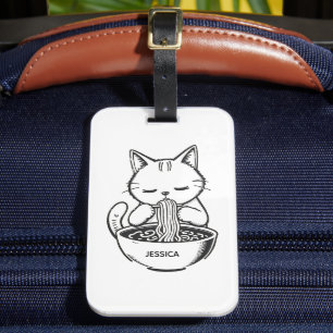 Étiquette À Bagage Chat Ramen – Anime Japonaise Kawaii Personnalisée