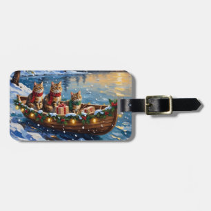 Étiquette À Bagage Chat Sibérien Noël Bateau Fêtes