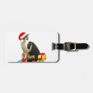 Étiquette À Bagage Chat tabby de Noël et joli petit ange