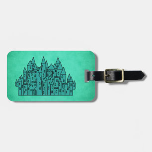 Étiquette À Bagage Château vert turquoise