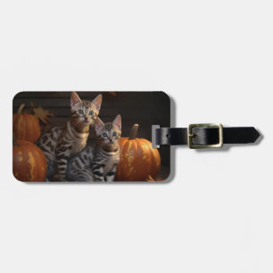 Étiquette À Bagage Chaton Bengal Automne Délice Citrouille