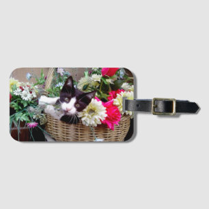 Étiquette À Bagage Chaton dans un panier