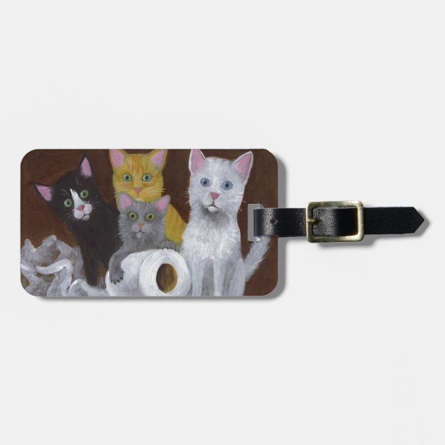 Étiquette À Bagage Chatons Joueurs (Devant horizontal)