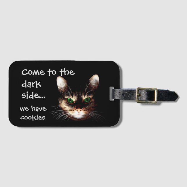 Étiquette À Bagage Chats Badass - "Dark Side has Cookies" (Devant Horizontal)