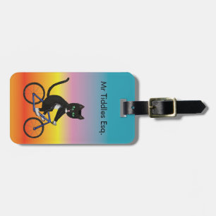 Étiquette À Bagage Chats colorés sur un vélo chats sur vélo tuxedo