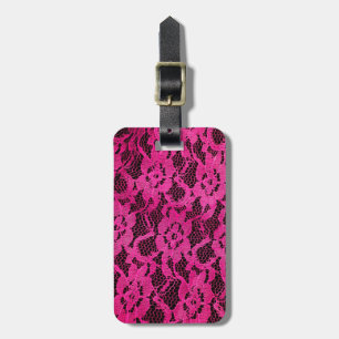 Étiquette À Bagage Chaud rose/noir en dentelle