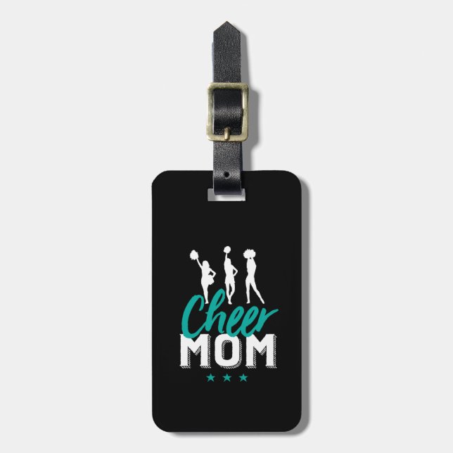 Étiquette À Bagage Cheer Maman Fier Mère de Pom-pom girl Fille (Devant Vertical)