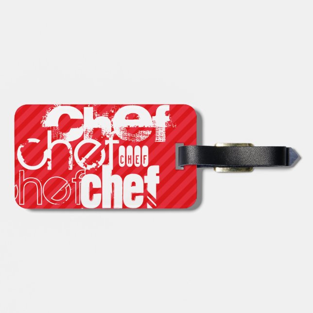 Étiquette À Bagage Chef ; Scarlet Red Strips (Dos horizontal)