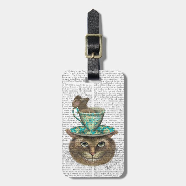 Étiquette À Bagage Cheshire Chat avec Coupe sur la tête (Devant Vertical)