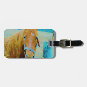 Étiquette À Bagage Cheval bleu Denim teinté