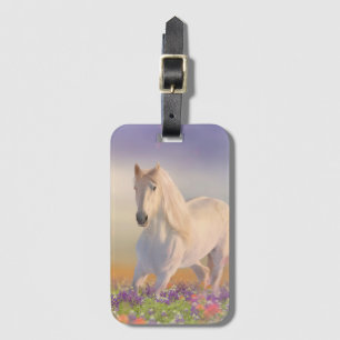 Étiquette À Bagage Cheval de rêve courant à travers les fleurs