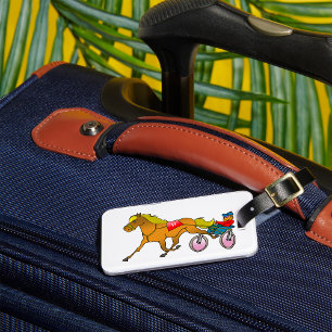 Étiquette À Bagage Cheval de trot et conducteur
