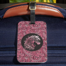 Cheval rose cowgirl floral à outils cuir