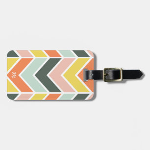 Étiquette À Bagage Chevron gai décoré d'un monogramme par des