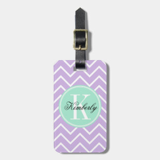 Étiquette À Bagage Chevron lilas avec le monogramme en bon état