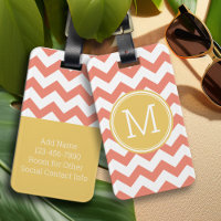 Chevron Motif monogramme - Corail et Citron