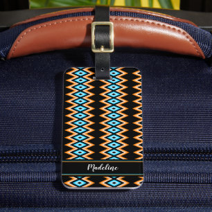 Étiquette À Bagage Chevron Radical Vibrant Summer & Custom Name