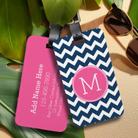 Chevrons bleu marine et magenta sur mesure Monogra