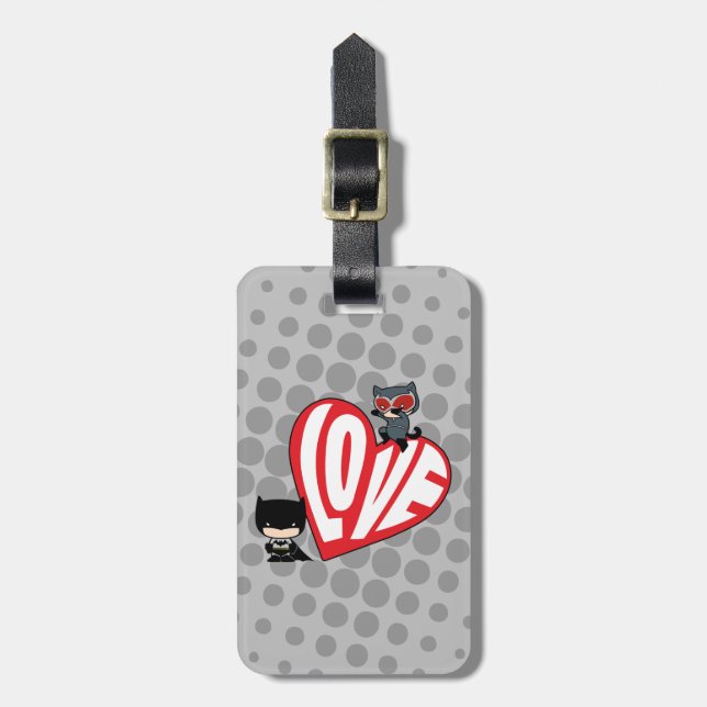 Étiquette À Bagage Chibi Catwoman rebondit sur Batman (Devant Vertical)