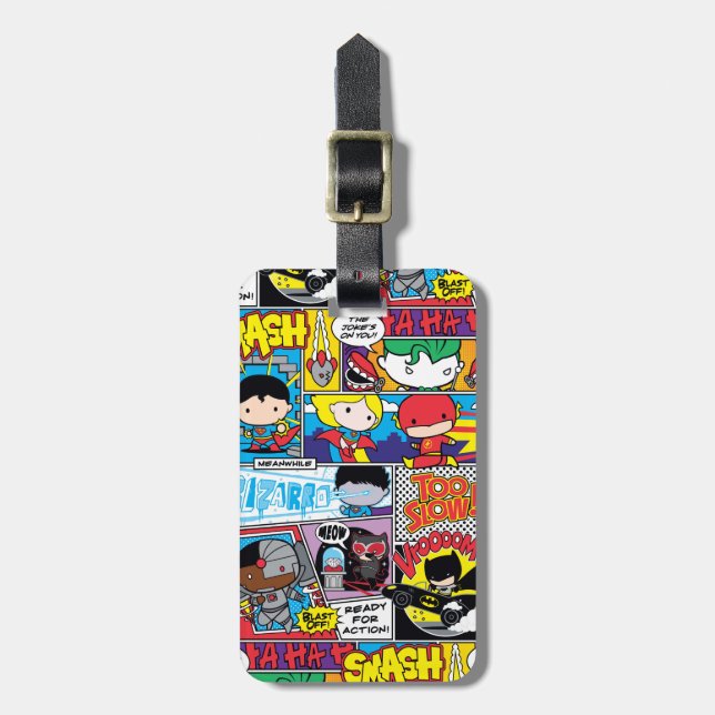 Étiquette À Bagage Chibi Justice League Motif de bande dessinée (Devant Vertical)