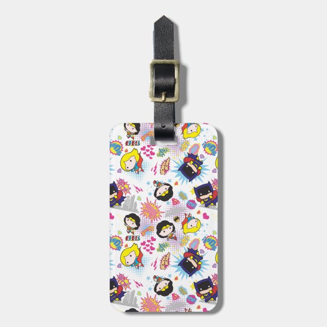 Étiquette À Bagage Chibi Super Heroine Motif (Devant Vertical)