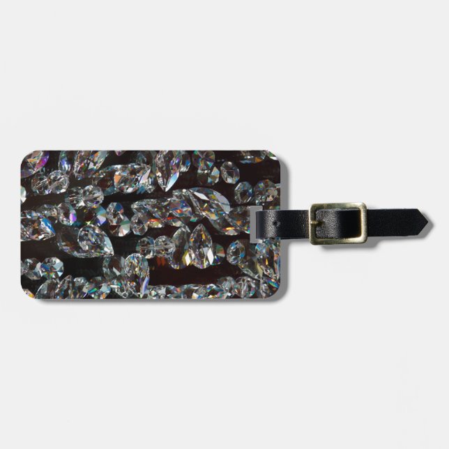Étiquette À Bagage Chic Black Diamond Chrystal Cadeaux Motifs Abstrai (Devant horizontal)