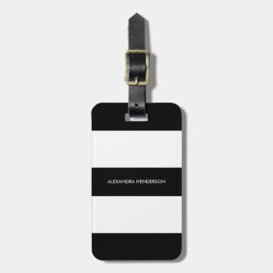 Étiquette À Bagage Chic Black Stripe Travel Balise de bagage