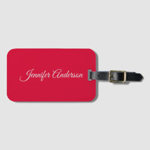 Étiquette À Bagage Chic Calligraphie Élégant Cerisier Rouge Personnal