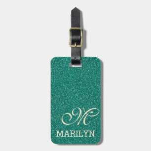 Étiquette À Bagage Chic Emerald Green Parties scintillant ivoire Cust