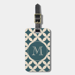 Étiquette À Bagage Chic Emerald ivoire Motif géométrique Monogramme