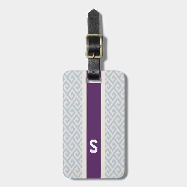 Étiquette À Bagage Chic menthe abstrait motif géométrique monogramme (Devant Vertical)