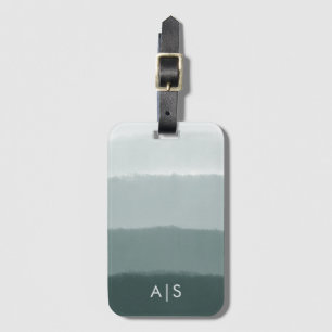Étiquette À Bagage Chic Monogrammé Aquarelle Tilleul Limé Ombré
