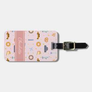 Étiquette À Bagage Chic New York Motif rose Nom personnalisé