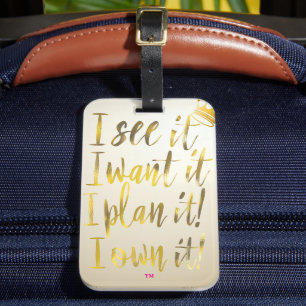 Étiquette À Bagage Chic Typographie Script Doré Texte Motivation 