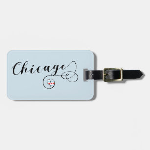 Étiquette À Bagage Chicago Heart Luggage Modèle, Illinois