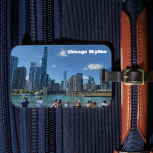 Étiquette À Bagage Chicago, Illinois Abstrait Skyline