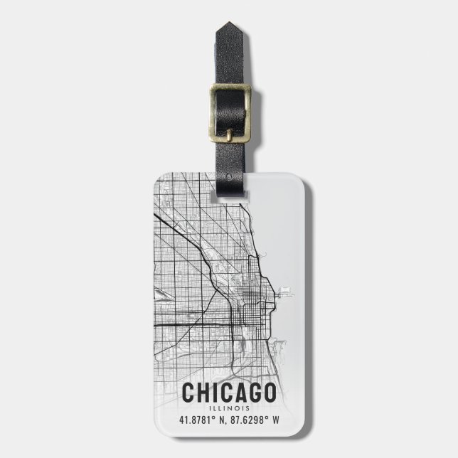 Étiquette À Bagage Chicago, Illinois City Map Topographie (Devant Vertical)