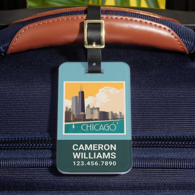Étiquette À Bagage Chicago | Skyline moderne (Insitu Rectoal 2)