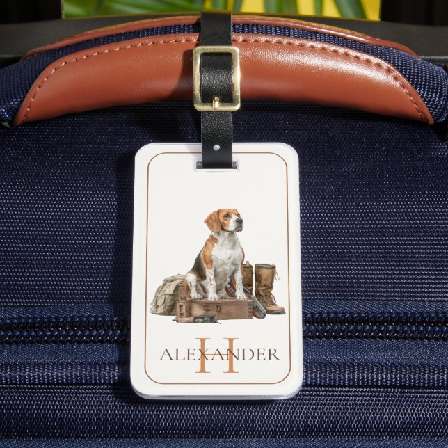 Étiquette À Bagage Chien de chasse de style vintage à l'aquarelle (Insitu Rectoal 2)