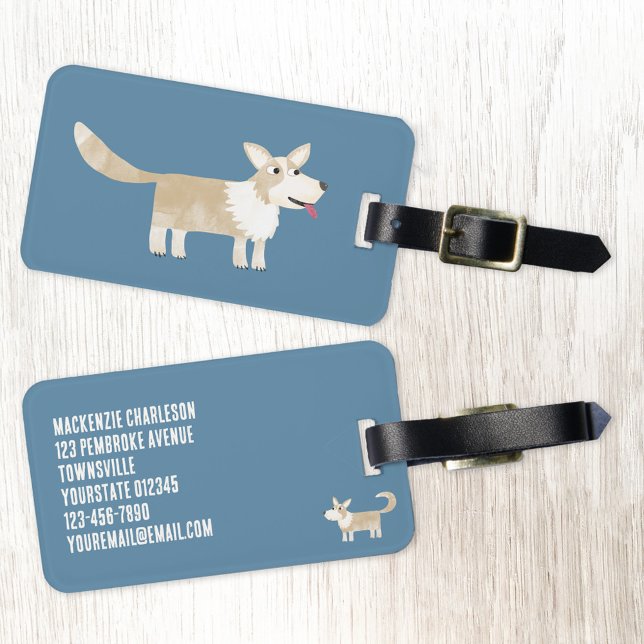 Étiquette À Bagage Chien de Corgi (Corgi dog personalized luggage tag)