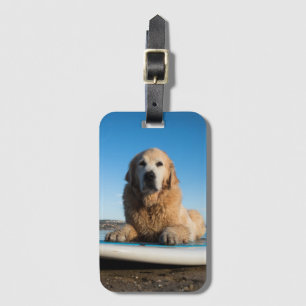 Étiquette À Bagage Chien de golden retriever s'étendant sur un