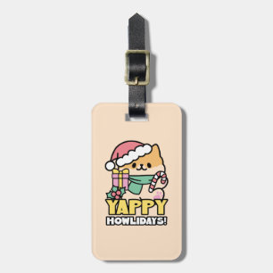 Étiquette À Bagage Chien de Noël mignon - Yappy Howlidays