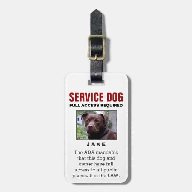 Étiquette À Bagage Chien de service - insigne requis par accès (Devant Vertical)