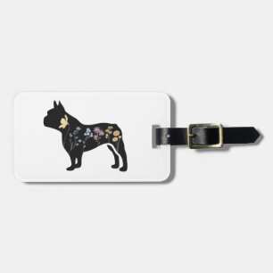 Étiquette À Bagage Chien de taureau français fleur sauvage