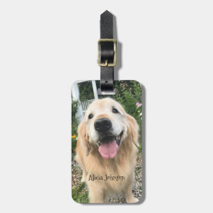 Étiquette À Bagage Chien d'or retriever dans un jardin fleuri
