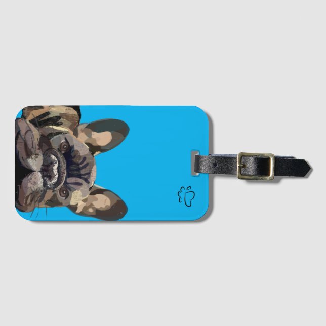 Étiquette À Bagage Chien français "Monty" personnalisable (Devant Horizontal)