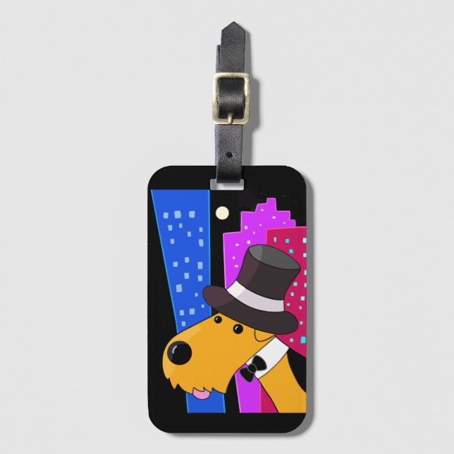 Étiquette À Bagage Chien mignon de bande dessinée dans l'étiquette de (Devant Vertical)