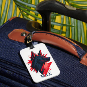 Étiquette À Bagage Chien noir aux accents rouges