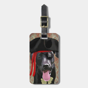 Étiquette À Bagage Chien pirate du Labrador noir