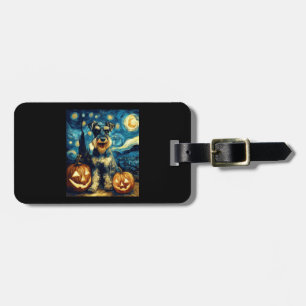 Étiquette À Bagage Chien Schnauzer Miniature Mignon Halloween Jack O 
